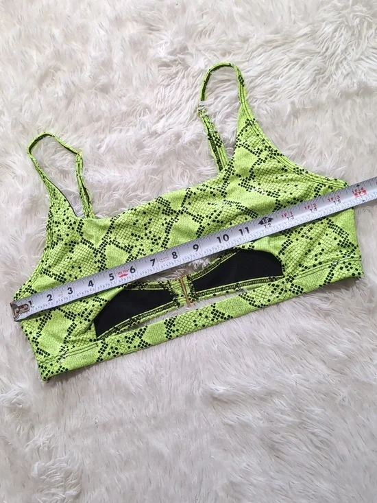Yandy Neon Green Underboob Cutout Snakeskin Bikini Top Size XL - Picture 9 of 11